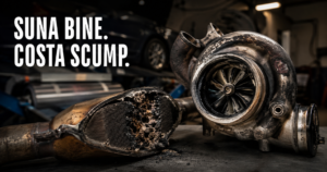 Pops and bangs - catalizator topit si turbina distrusa pe bancul de lucru AMC Motorsport